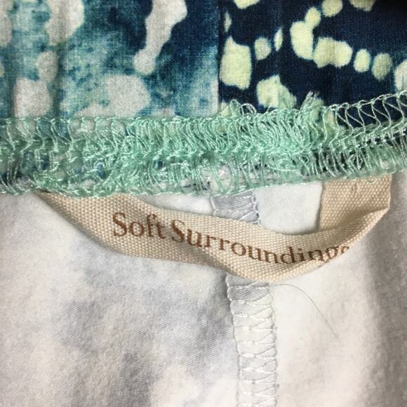 Soft Surroundings Green Print Pull On Pants Petite Large - Picture 6 of 8